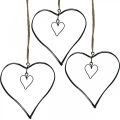 Floristik24 Decorative heart for hanging metal heart black 10.5cm 6pcs
