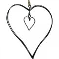 Floristik24 Decorative heart for hanging metal heart black 10.5cm 6pcs