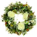 Floristik24 Decorative wreath with roses Ø40cm white, green