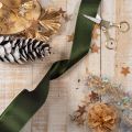 Satin ribbon for gift wrapping, taffeta ribbon, green, 40mm wide, 5m long | Floristik24.ie