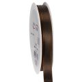 Floristik24 Brown taffeta gift ribbon for festive decoration, 15mm wide, 10m long