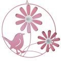 Floristik24 Decorative ring metal hanging decoration flowers pink Ø30cm 2pcs