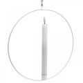 Floristik24 Candlestick to hang decorative ring metal white Ø28.5cm 3pcs