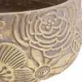 Floristik24 Decorative bowl ceramic gold flowers brown Ø23.5cm H11.5cm