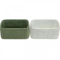 Floristik24 Decorative bowl ceramic green white relief net 23x12.5cm H11cm 2pcs