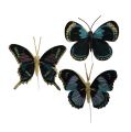 Floristik24 Feather butterfly on wire black assorted 7.5cm - 8.5cm 6pcs