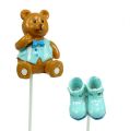 Floristik24 Decorative plug bear, shoe blue 1.5-4cm 16pcs