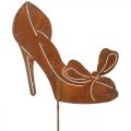 Floristik24 Ladies shoe as a plug, garden decoration, princess shoe with bow patina H19.5cm