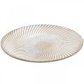 Floristik24 Decorative plate round white brown grooves table decoration Ø30cm H3cm