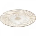 Floristik24 Decorative plate round white brown grooves table decoration Ø40cm H4cm