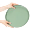 Round green decorative plate on a stand for table arrangement, 30cm | Floristik24.ie