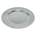 Floristik24 Decorative plate round plastic decorative plate silver Ø33cm