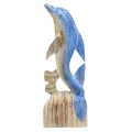 Floristik24 Dolphin figure maritime wooden decoration hand carved blue H59cm