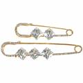 Floristik24 Safety pin jewelry pin diamond gold 2pcs