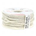 Floristik24 Wick thread glamor white / silver with wire 33m