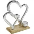 Tea light holder heart metal decoration table decoration wood 22cm