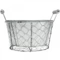 Floristik24 Planter basket with insert, wire basket, planter spring silver, washed white, shabby chic Ø22cm H17.5cm