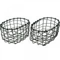 Floristik24 Decorative basket, mini basket, wire basket oval L12.5cm H6.5cm 2pcs