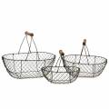 Floristik24 Wire basket with handle brown metal 20/25 / 30cm set of 3