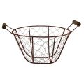Floristik24 Wire basket vintage round with wooden handles metal basket rust Ø22cm