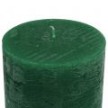 Solid-colored candles dark green 60x100mm 4 pcs | Floristik24.ie
