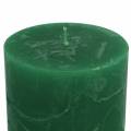 Floristik24 Solid colored candles dark green 70x80mm 4pcs