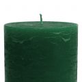 Floristik24 Solid colored candles dark green 85x120mm 2pcs
