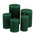 Floristik24 Solid colored candles, dark green, different sizes