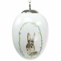 Floristik24 Egg for hanging ceramic white rabbit Ø5.5cm H7.6cm 12pcs