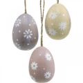 Floristik24 Easter eggs with flowers decoration for hanging wooden egg sorted 7cm 3pcs