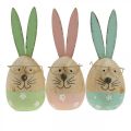 Floristik24 Easter bunny with glasses decorative figure wooden egg Ø5cm H13.5cm 3pcs