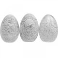 Floristik24 Easter egg nostalgia bird motif Easter decoration to place white H9.5cm 3pcs