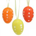 Floristik24 Mini Easter egg to hang up dotted yellow, red, orange H4cm 24p