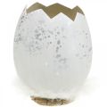 Decorative egg, egg half for decorating, Easter decoration Ø10.5cm H14.5cm white, silver 3pcs