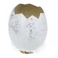 Floristik24 Decorative egg, egg half for decorating, Easter decoration Ø10.5cm H14.5cm white, silver 3pcs