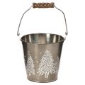 Floristik24 Decorative bucket with fir trees and wooden handle, 13cm