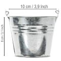 Bucket Ø10cm H8cm 10 pcs. Zinc, shiny | Floristik24.ie