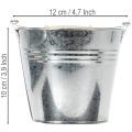 Bucket Ø12cm H10cm 8pcs. Zinc, shiny | Floristik24.ie