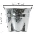 Bucket Ø14cm H12cm 6 pcs. Zinc, shiny | Floristik24.ie