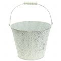 Floristik24 Zinc bucket with decor crème washed Ø22cm H17cm