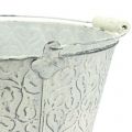Floristik24 Zinc bucket with decor crème washed Ø22cm H17cm