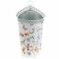 Floristik24 Decorative bucket with floral decoration and saying metal Ø27cm H50.5cm