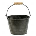 Floristik24 Zinc bucket with grooves Ø13cm H10cm