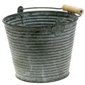 Floristik24 Zinc bucket with grooves Ø17cm H13.5cm