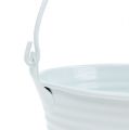 Floristik24 Bucket with grooves white Ø11.5cm H10cm 1pc