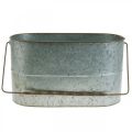 Floristik24 Plant bowl with handle, metal pot, planter silver, brown H22/20cm L42/40cm set of 2