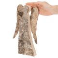 Angel figure made of wood with birch bark, 30cm | Floristik24.ie