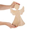 Wooden angel decorative figure made of light natural wood, Christmas decoration, 30cm | Floristik24.ie