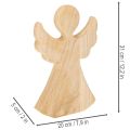 Wooden angel decorative figure made of light natural wood, Christmas decoration, 30cm | Floristik24.ie