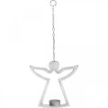 Floristik24 Tealight holder with angel, candle decoration to hang, metal silver H20cm